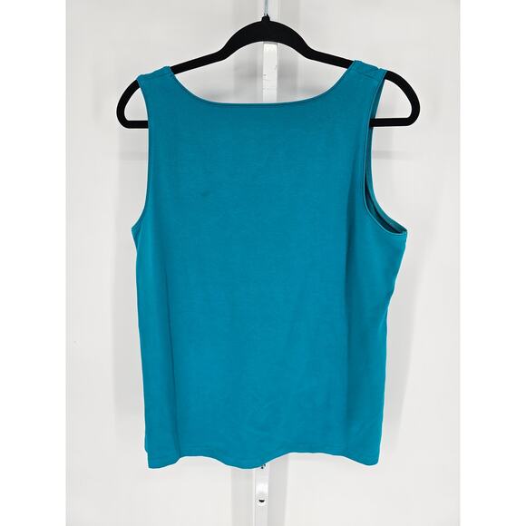 Caslon Women's Blue Lightweight Single Jersey Scoop-Neck Tank Top Size 1X - Picture 3 of 3